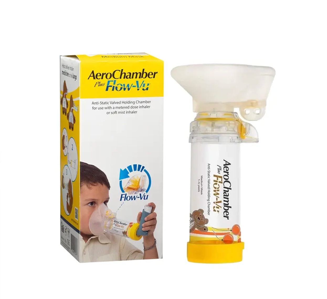 AeroChamber Plus Flow-Vu Sarı 1-5 Yaş