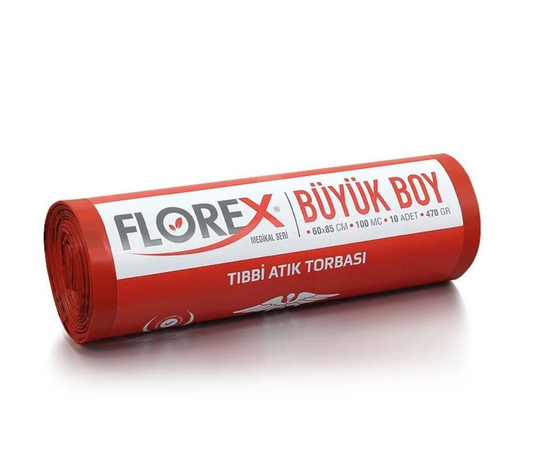Florex Büyük Boy Tıbbi Atık Torbası 60x85 10'lu Rulo