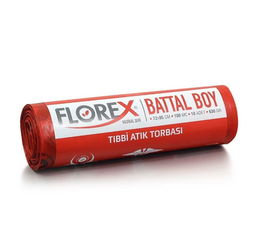 Florex Battal Boy Tıbbi Atık Torbası 72x95 10'lu Rulo