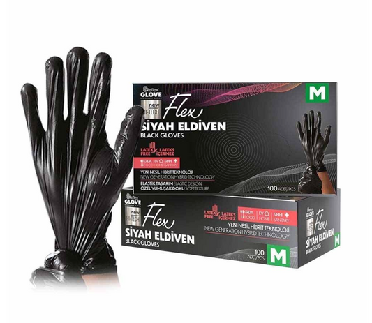 Reflex Flex Siyah Hibrit Eldiven 100'lü