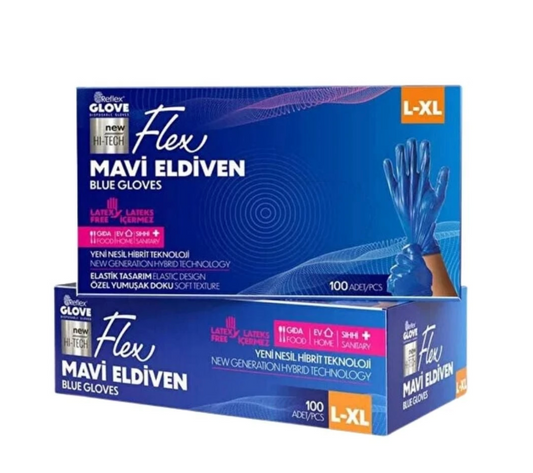 Flex Mavi Hibrit Eldiven 100'lü