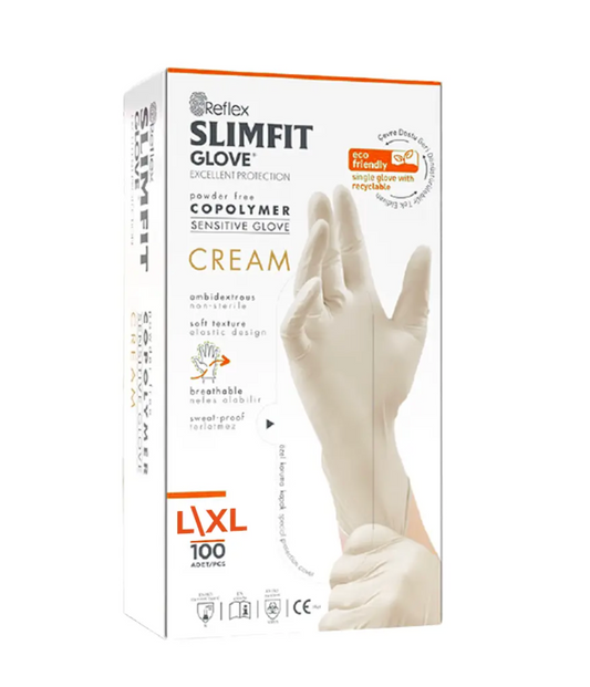 Reflex Slim Fit Pudrasız Eldiven Krem 100'lü