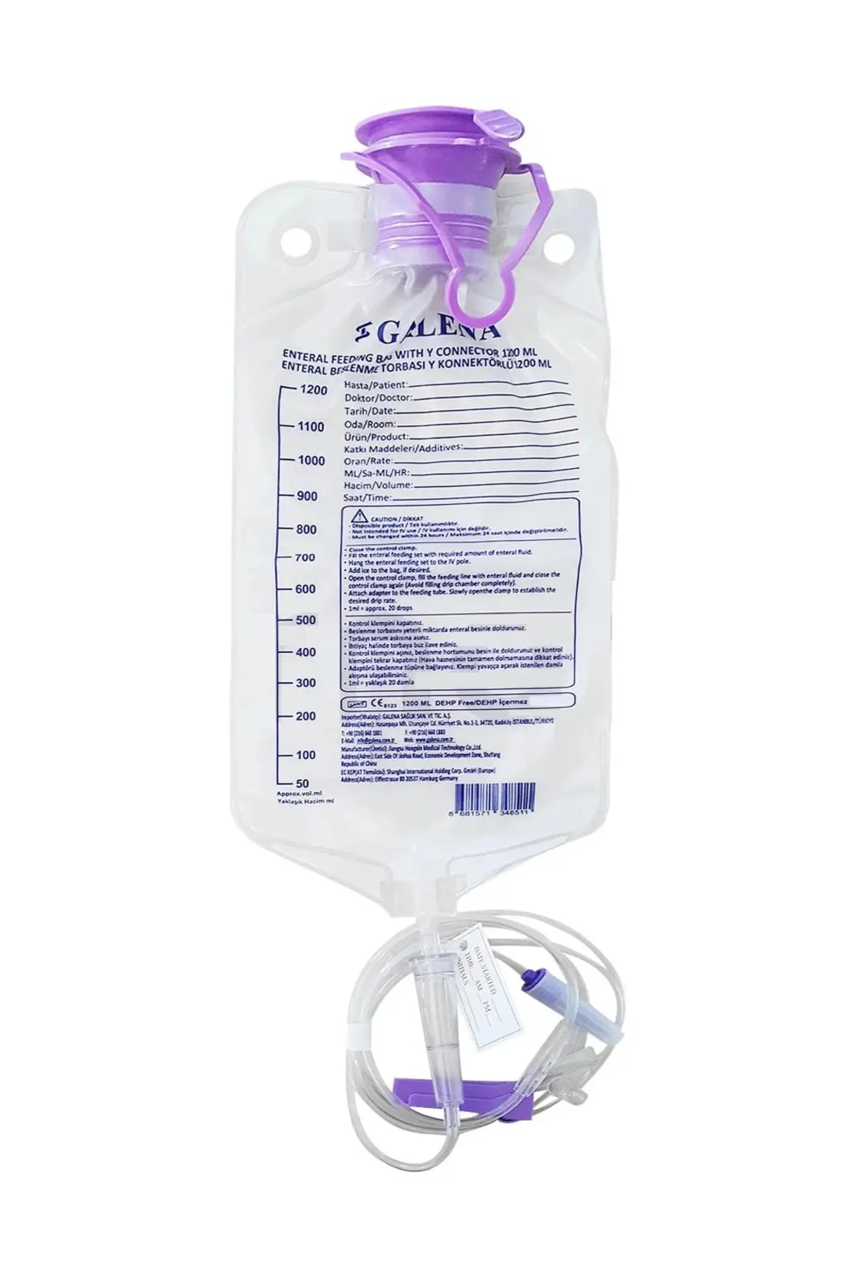 Galena Enteral Beslenme Torbası Y Konnektörlü 1200 ml (Gravity)